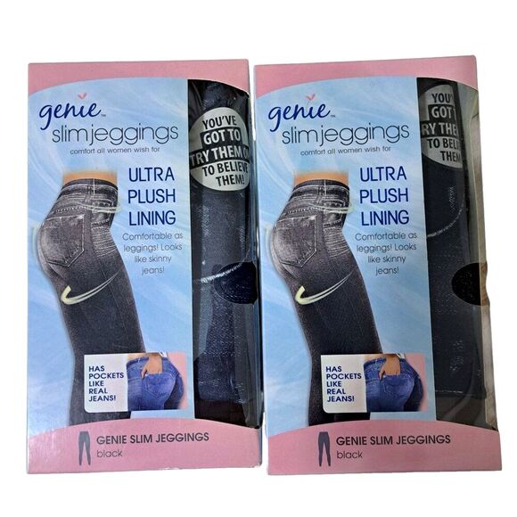 Genie Pants - Genie 2Pk As Seen on TV Ultra Soft Plush Lining Black Jeggings Women's S/M
